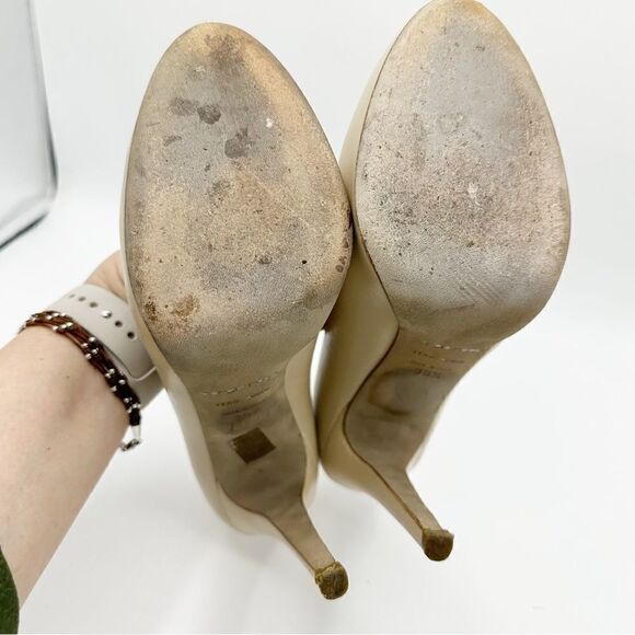 Sergio Rossi Hidden Platform Cream Leather Stiletto Pumps Sz EUR 38.5 US 8 - Picture 13 of 16
